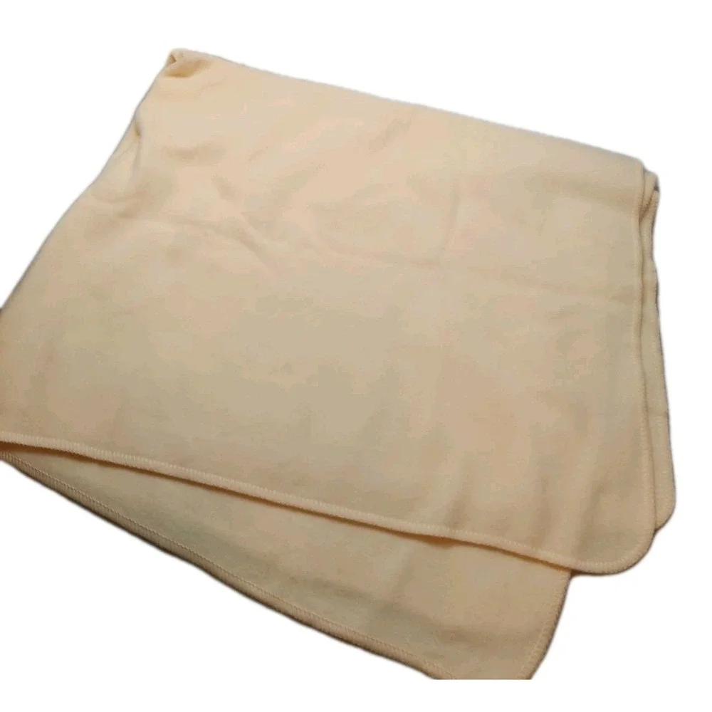Ralph Lauren Polo Embroidered Teddy Bear Tan Fleece Throw Blanket 50x60 in. USA